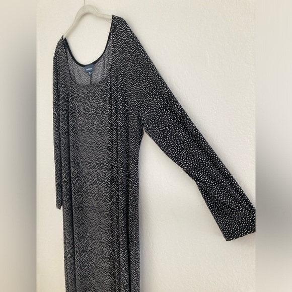 Modcloth Polka Dot Black and White Long Sleeve Dress Ditsy Stretch Pullover 4X - Picture 4 of 11